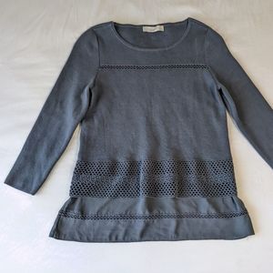 Ann Taylor Loft Petites Gray Sweater Top Women's size Small Flare Hemline
